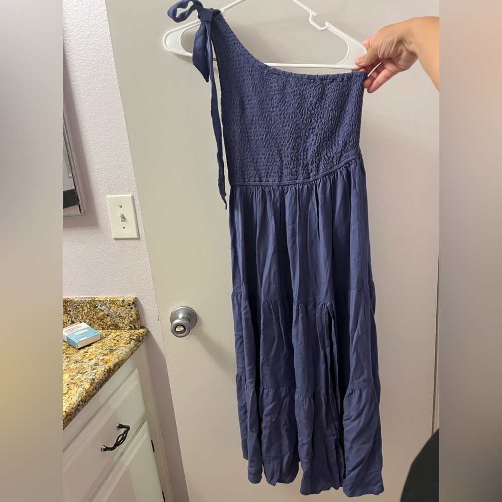 Merokeety Smocked Elegant Blue One-Shoulder Dress(RSB 10)  EUC- Medium 14-19 PTP - Picture 5 of 8